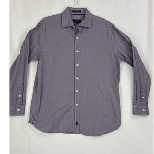 Austin Reed London Men's Long Sleeve Button Down Shirt Bespoke Fit Herringbone L